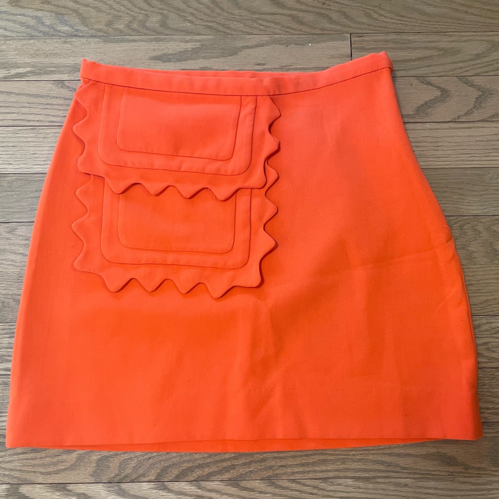 VICTORIA BECKHAM for TARGET Orange Scallop Pocket High Rise Mod A-line Skirt